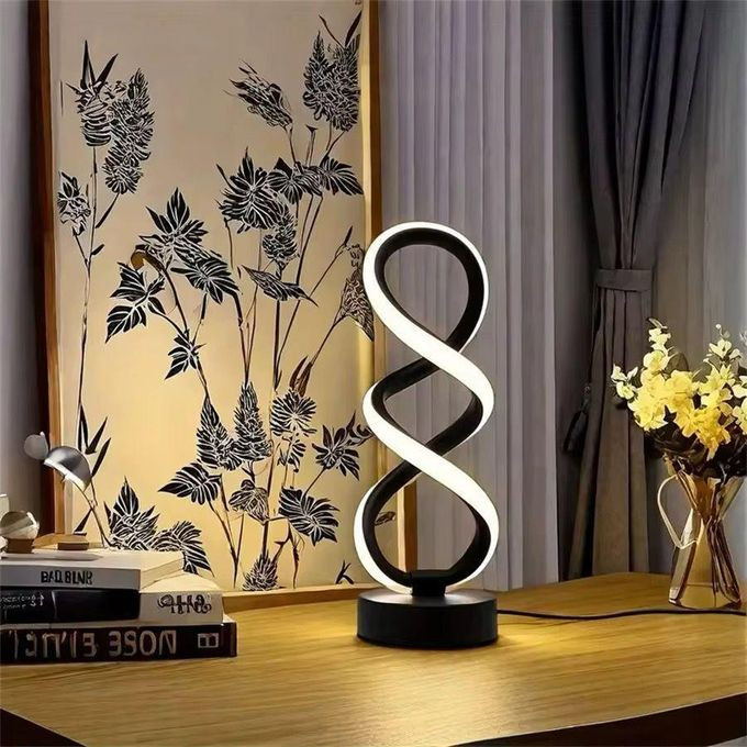 USB Powered 3 Color Dimmable Spiral LED Table Lamp - Metal Desk Light with Push Button Control & Fantasy Theme