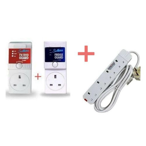 Power King Extension Cables With Fridge Guard & TV Guard - White