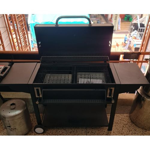 Double Large Stainless Steel Charcoal Bbq Grill (NOT ASSEMBLED)- Black
