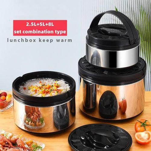 3Pcs Cookware Set Hot-Pot Insulated Casserole Stainless Steel Casserole Dish. Color -Black,Green & Blue.