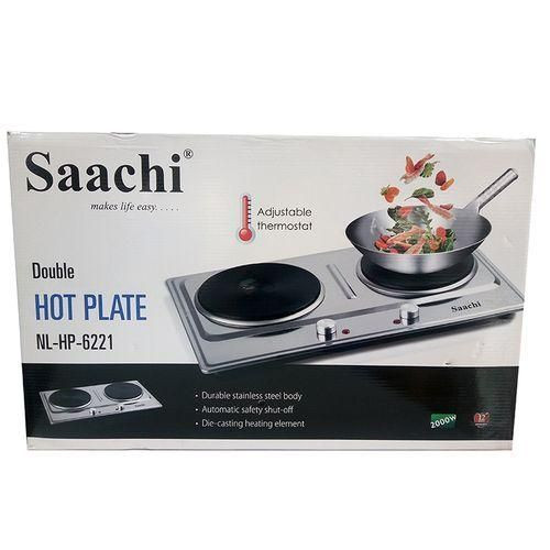 Saachi Good Quality Stainless Steel Electric Hot Plate With Two Burners-Silver