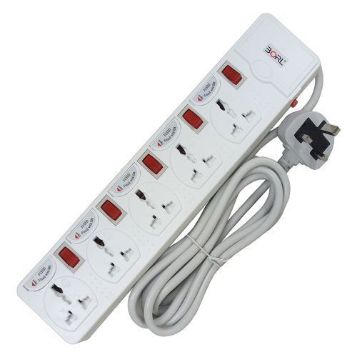 Borl 5 Way Power Extension 3M Cable White  .