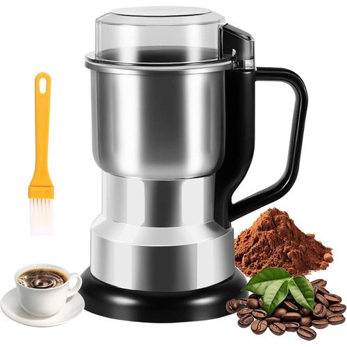 Multifunctional Grinding French Press Espresso Stainless Steel Blade Coffee Bean Grinder- Silver.