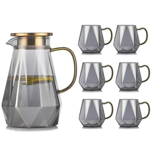 Brosilicate Jug And 6 Glasses Set For Taking Tea And Any Other Drinks-Transparent