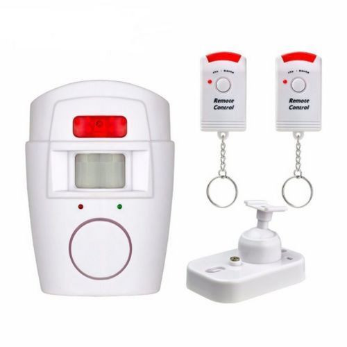 Wireless Remote Controlled Mini Alarm With IR Infrared Motion R Detector & 105dB Loud For Home Security Anti-Theft - White