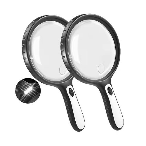 Large 130mm Handheld Magnifying glass with 4 LED Lights