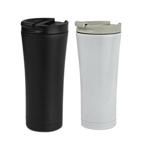 Two Stainless Steel Travel Mugs 0.5L - Black, White