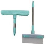 2-In-1 Glass Cleaner, Wiper With Strong Handle, Glass Brush, - Blue