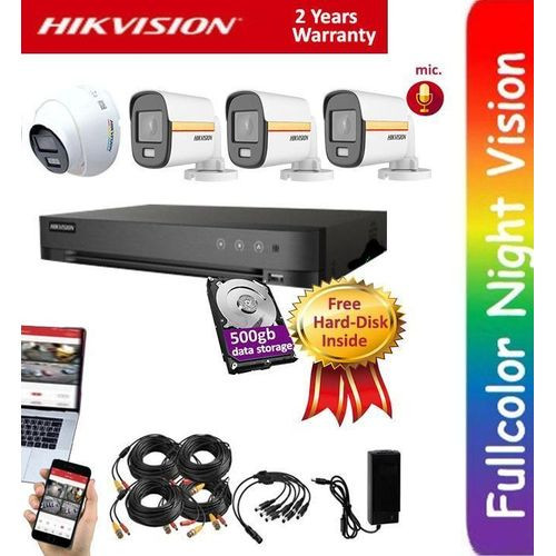 4 CCTV Fullcolor Camera Kit (1Dome+3Bullet Shape Pack), Free 500GB Hard Disk Inside
