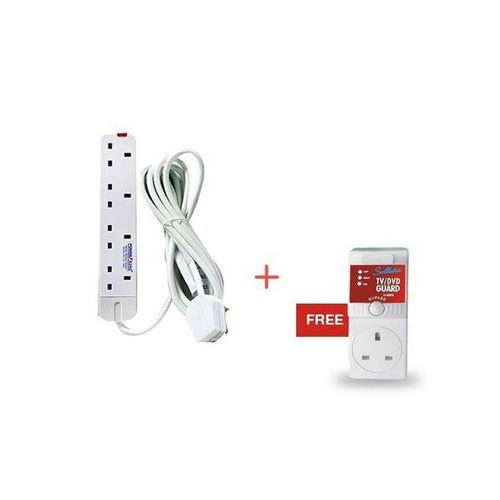 Sollatek Package Of TV/DVD Guard-13Amps+ 4 Way Extension Cable- White