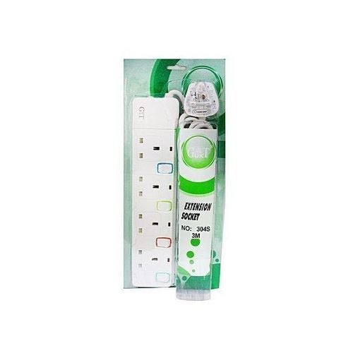 G & T Original 4 Way Power Extension Cable Socket - White