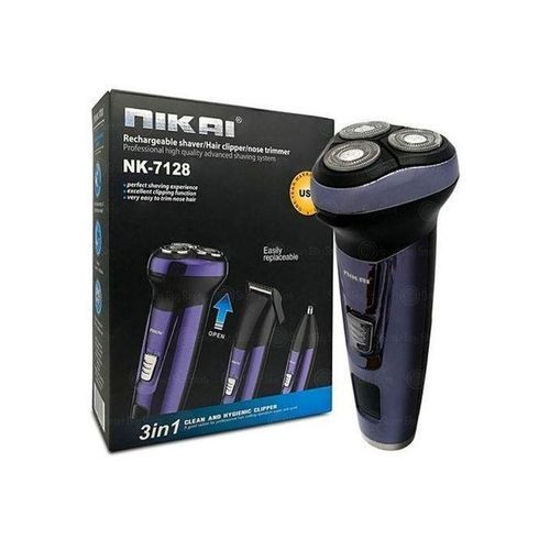 Nikai Sokany 3 In 1 Rechargeable Beard Trimmer Hair Shaving Clipper Noise Trimmer Machine Beard Smoother - Black