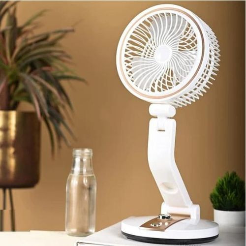Folding Rechargeable Fan With LED Glow Light, - White,