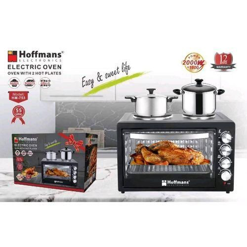Hoffmans Oven With 2 Hot Plates HM 753 - Black