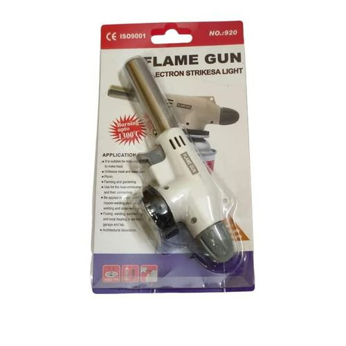 Gas Torch Auto Ignition Butane Gas Blow Torch for Outdoor BBQ Tool Burner Flamethrower Welding Gun Flame Gun (White)