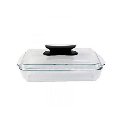 3 Litre Rectangle Microwaveable Tempered Glass Serving Dish-Colorless