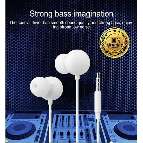 Genetic Earphones with Mic, Bass Headsets - White