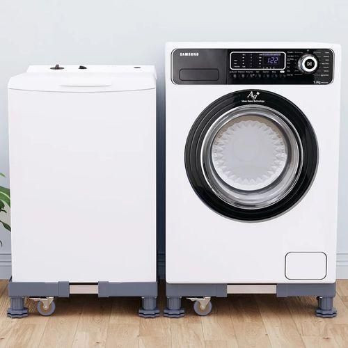 Adjustable Washing Machine And Fridge Stand Trolley,Black.