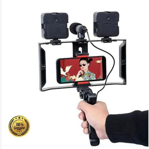 Vlogging Live Streaming Phone Broadcaster, Video Kit -Black
