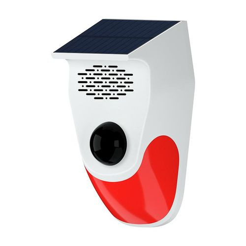 Motion Detector Alarm, Solar Strobe Alarm Light with Motion Sensor Siren Outdoor Alarm Siren with Remote Controller, 120dB Sound, IP65 Waterproof and 3 Mode for Home, Farm, Yard, Outdoor