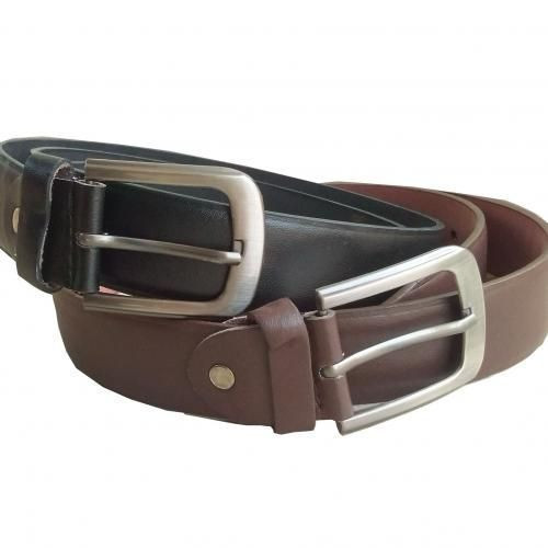 Other 2 Pack of Men's Faux Leather Belts With Buckle Design Vary - Black,Brown