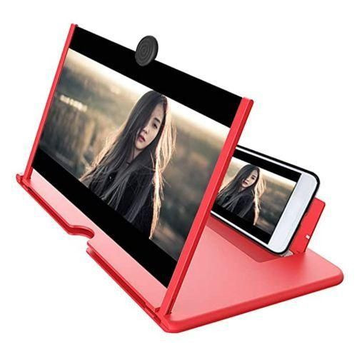 Mobile Phone Screen Magnifier, Amplifier with Holder Stand,Red