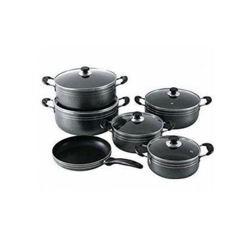 Tornado 11 Piece Non-stick Saucepans Cookware Dishes Pots- Black.