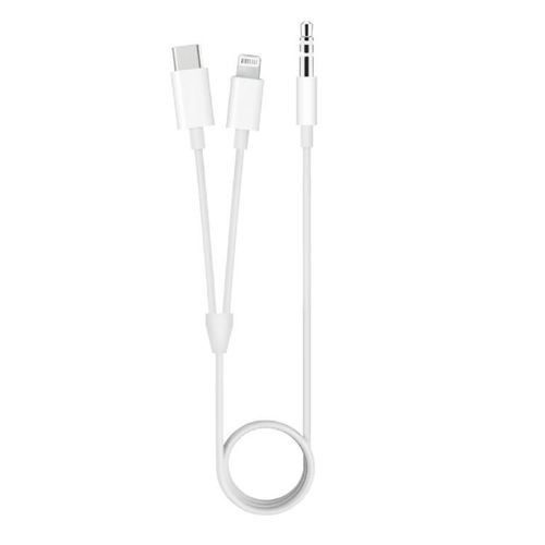 Type-C And Lightning To 3.5Mm Aux Audio Cable, - White,,.
