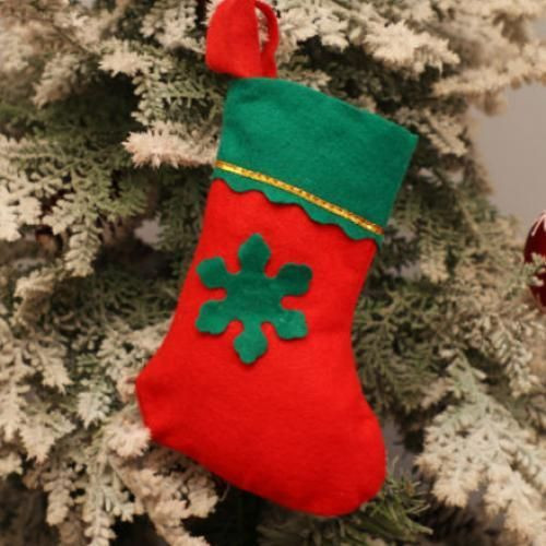 Christmas Tree Decoration Hanging Socks - 1pc - Red Design May Vary