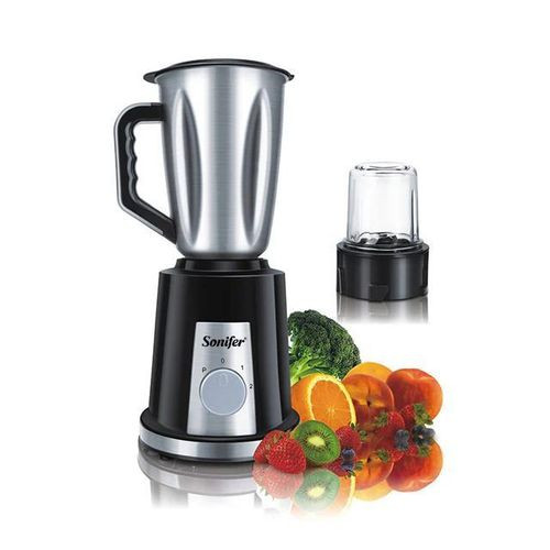 Sonifer High Performance Blender With 1.4 Liters Stainless Steel Jar And Glass Grinding Cup-Silver