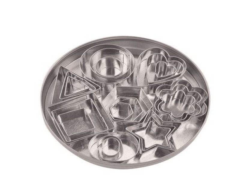 Set Of Stainless Steel Cookie Cutters And Shapers In A Case- Silver