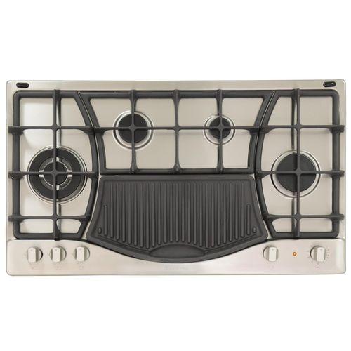 ARISTON Built in hob PH941MSTBGH 90cms 4Gas 1Electric - Stainless Steel - Auto Ign Cast Iron Pan supports