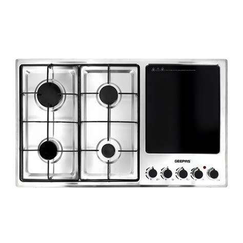 Geepas GGC 31036 Built‑In 4‑Burner Gas Hob + Electric Hot Plate – Stainless Steel, Auto Ignition