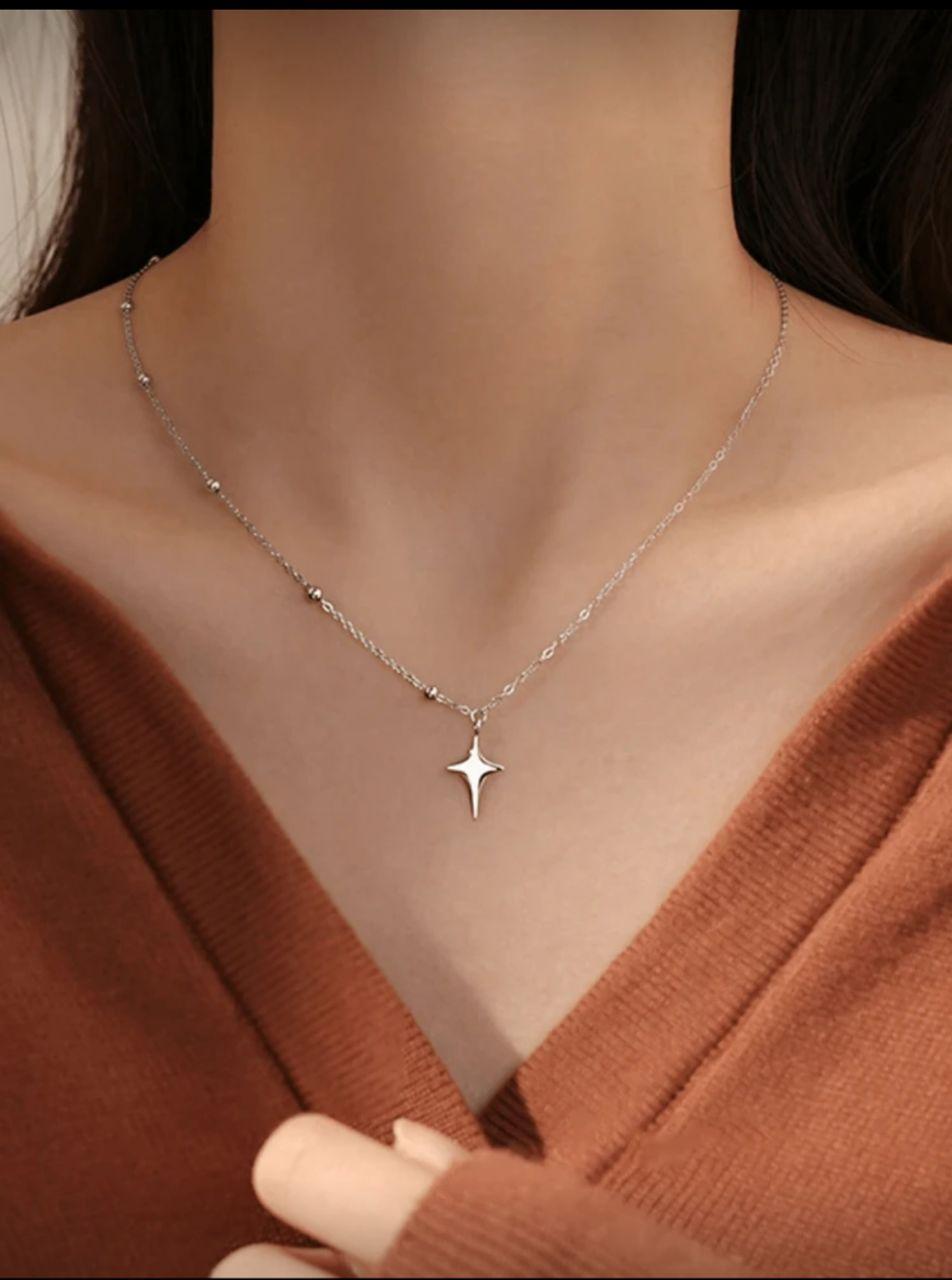 1pc Starry Necklace For Women, Ins Style Unique Design High-Grade Simple Personalized Pendant Neckwear, Suitable As A Gift For Girlfriend Or Female Friends On Festival