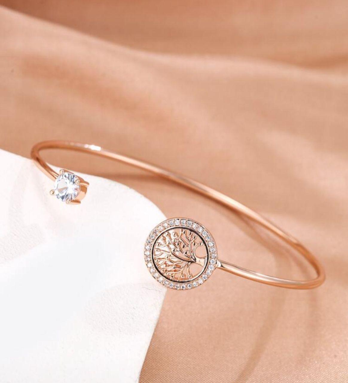 1pc Fashionable Cubic Zirconia Decor Open Bangle Bracelet, Suitable For Women's Daily Wear